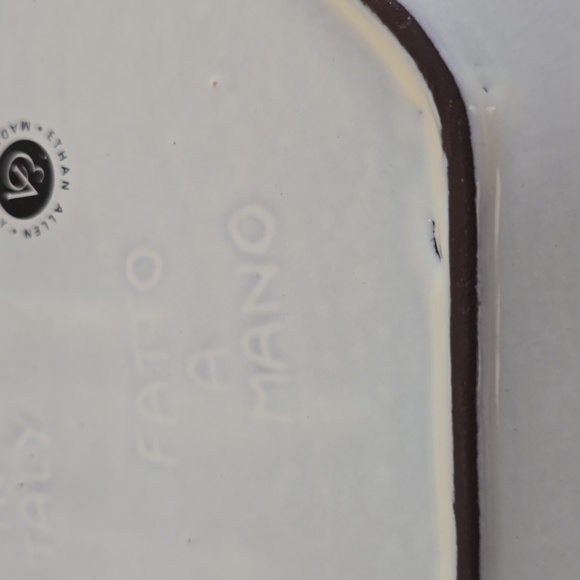 Vintage Ethan Allen Made In Italy Fatto A Mano Ceramic Serving Platter White - Picture 8 of 14